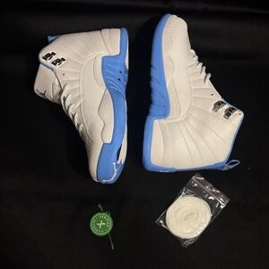 Jordan Kids White and Light Blue High-Top Sneakers